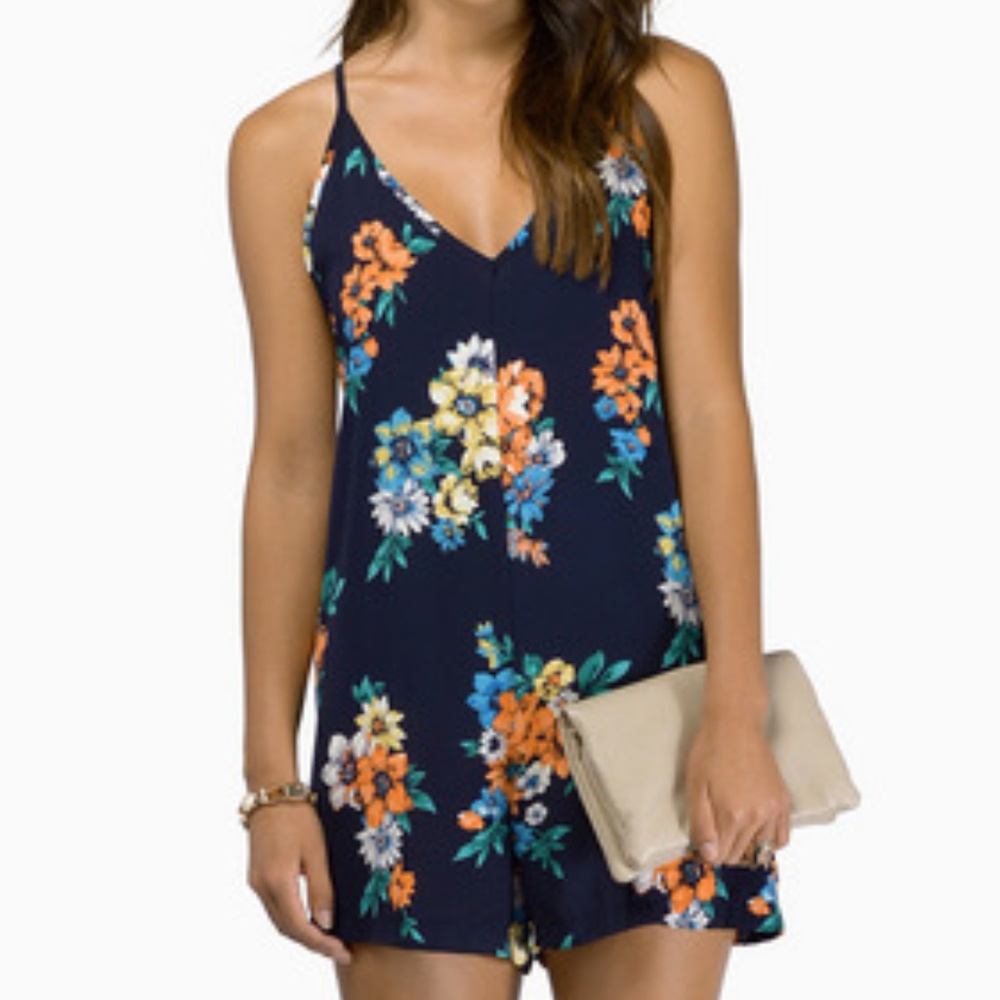 Warm Embrace Floral Romper Navy